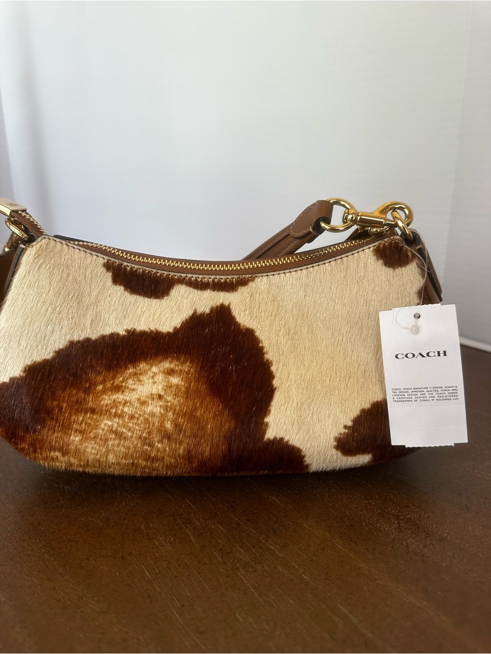 Coach Ashton Shoulder Bag in Haircalf with Cow Print - Picture 2 of 16